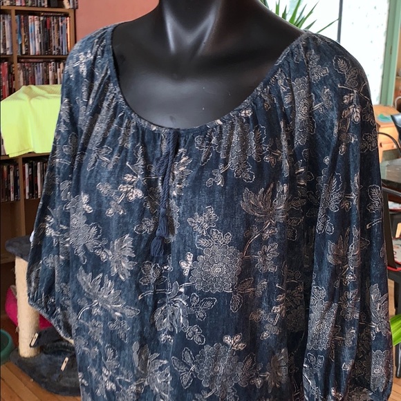 LRL Blue 1/4” sleeve Pheasant top shirt large - Picture 2 of 8